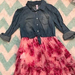 Justice Denim Tulle Shirt Dress